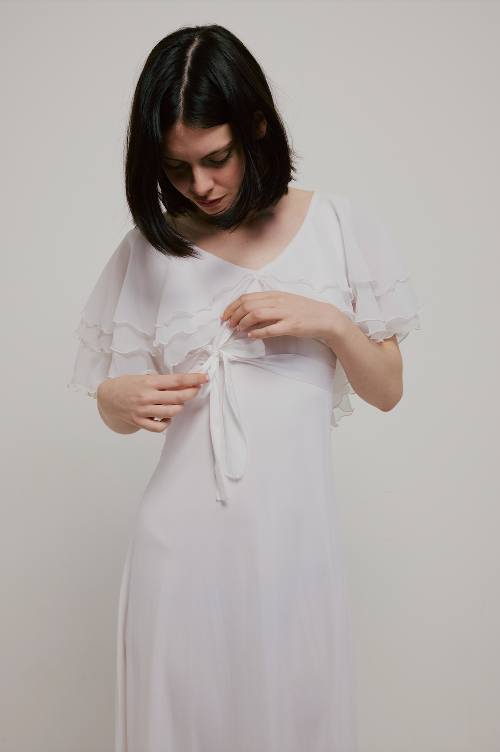 70s Tiered Butterfly Sleeve Dress