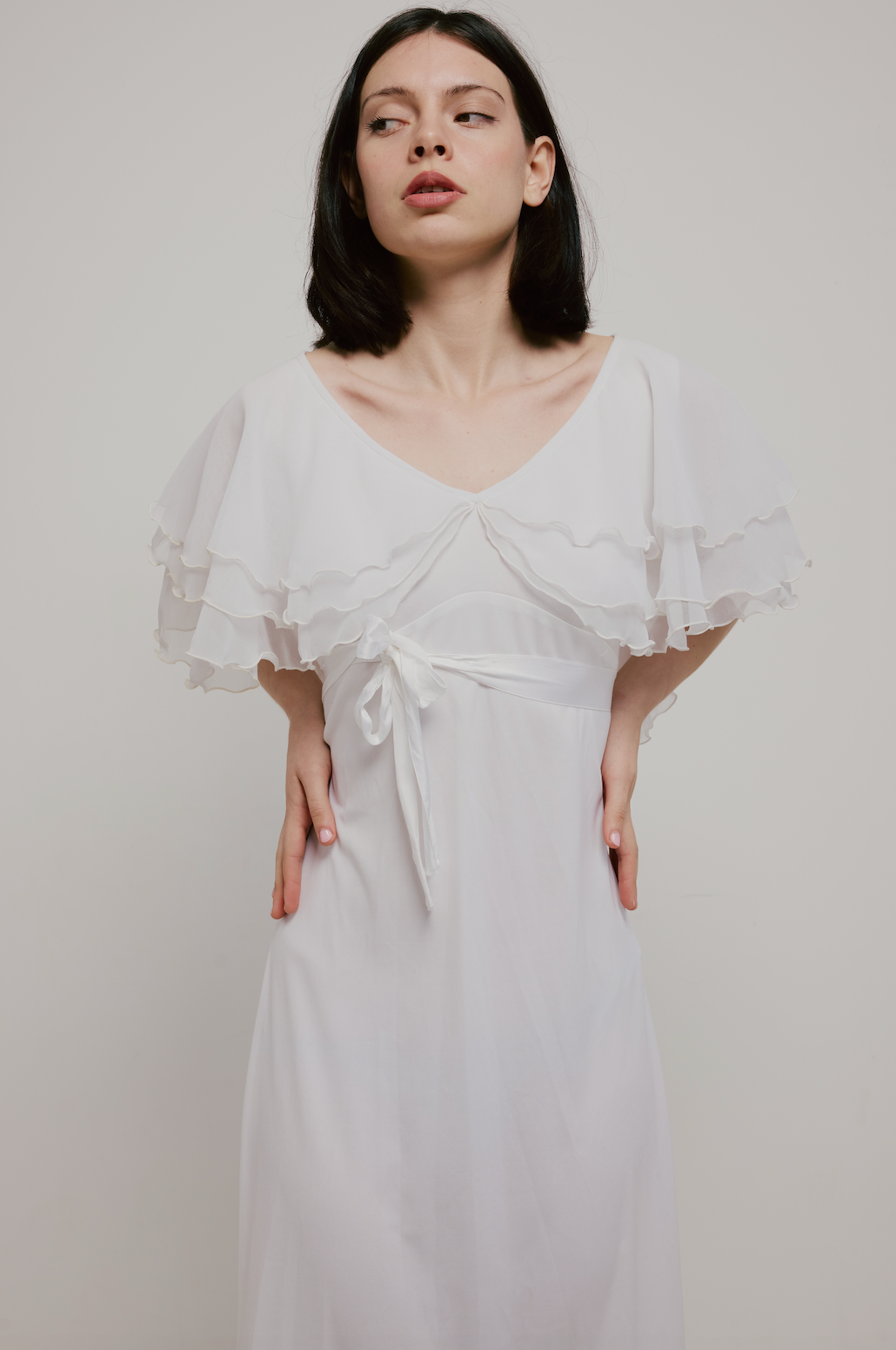 70s Tiered Butterfly Sleeve Dress