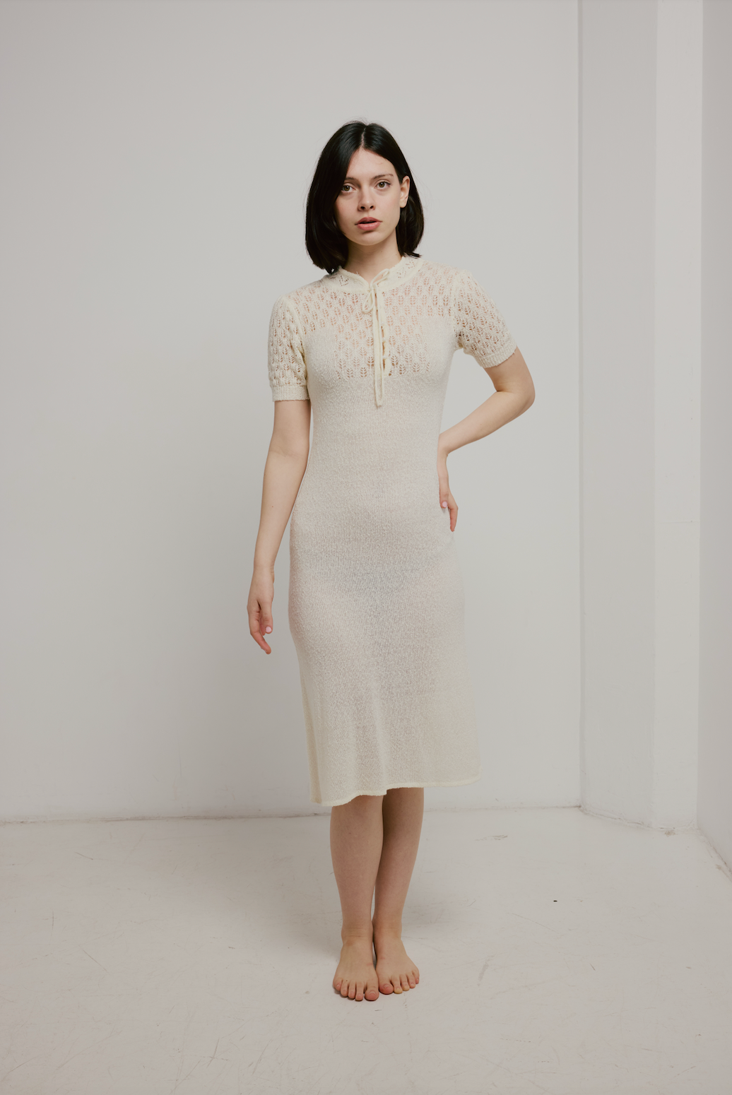 70s Wool Mandarin Collar Dress