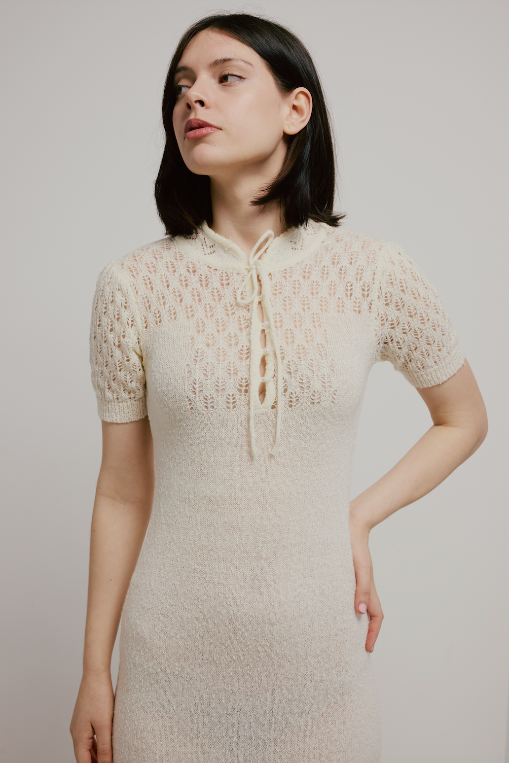 70s Wool Mandarin Collar Dress