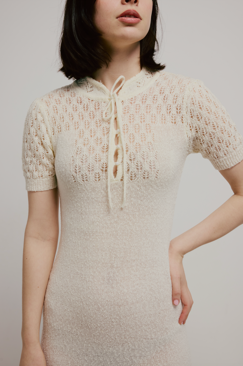 70s Wool Mandarin Collar Dress