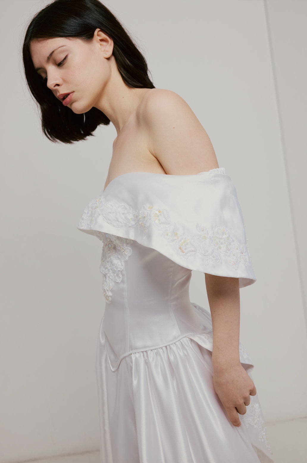 80s Beaded Lace Sailor Collar Dress
