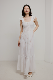 70s French Broderie Anglaise Empire Dress