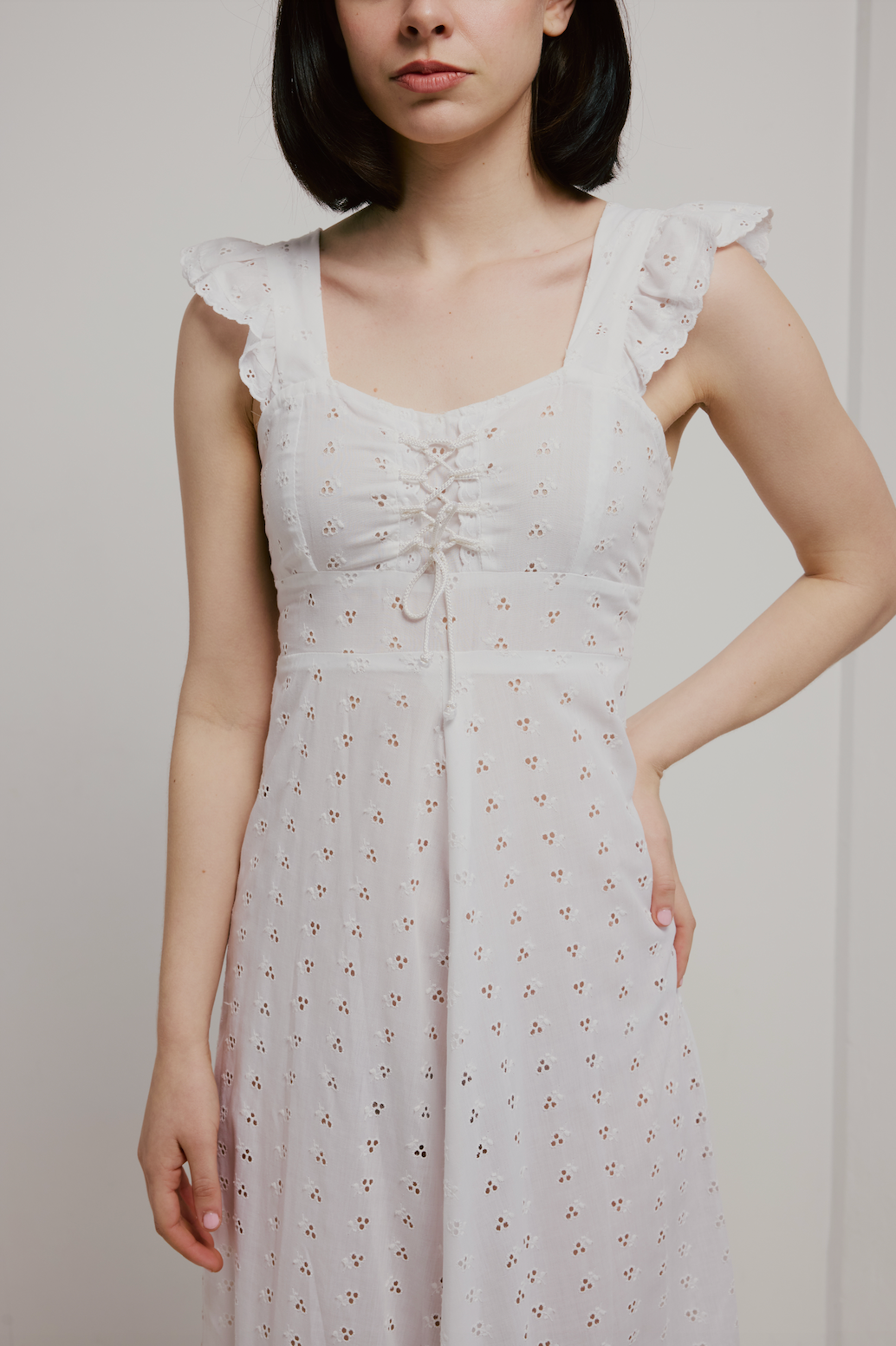 70s French Broderie Anglaise Empire Dress