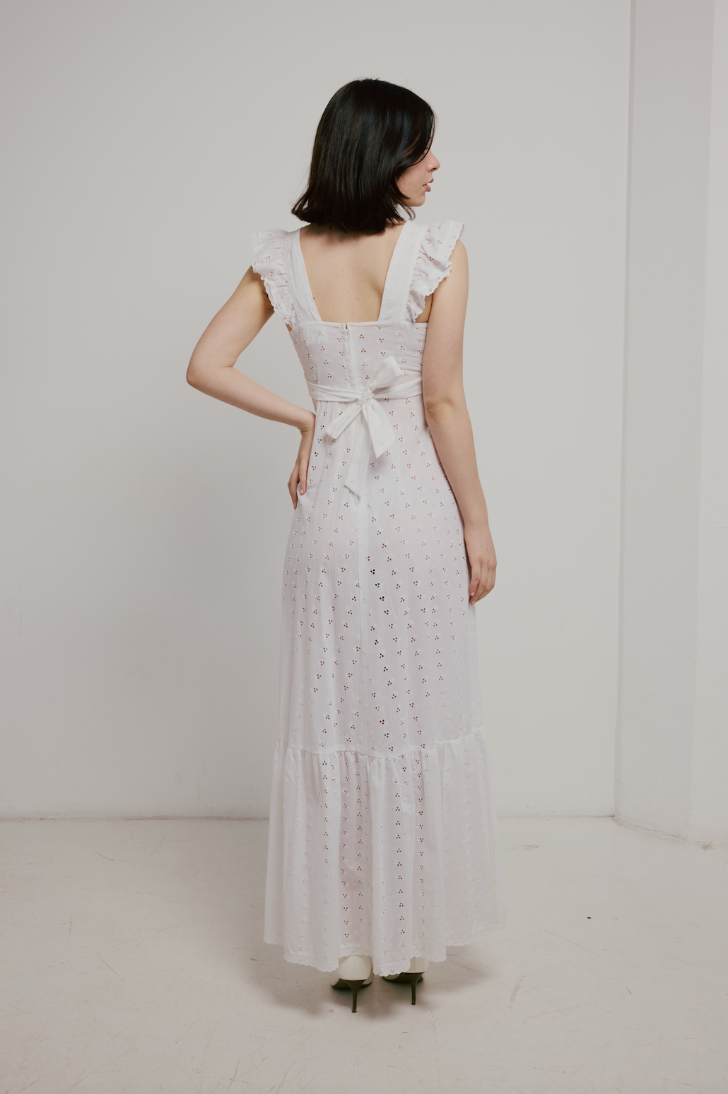 70s French Broderie Anglaise Empire Dress