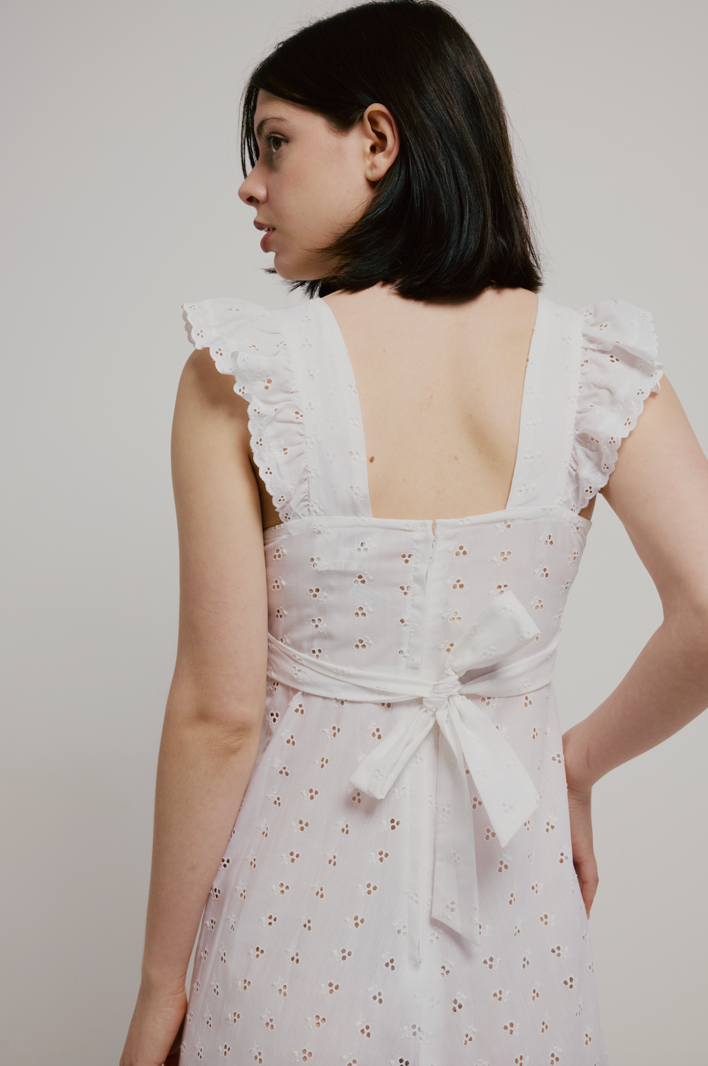 70s French Broderie Anglaise Empire Dress