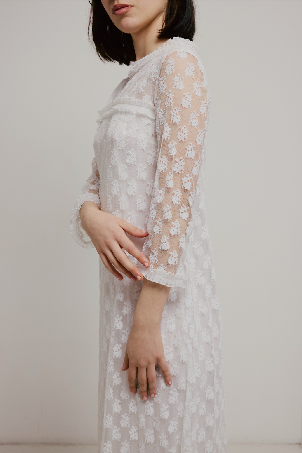 60s Frill Lace Yoke Dress