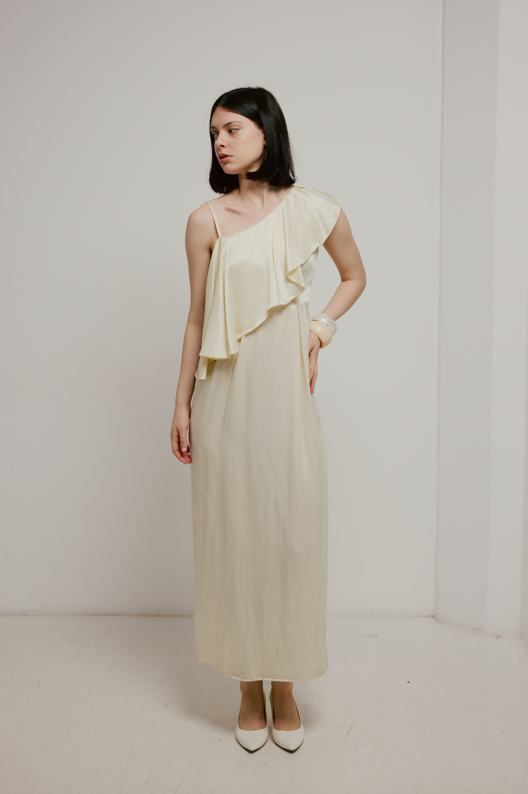 70s Satin Asymmetrical Dress
