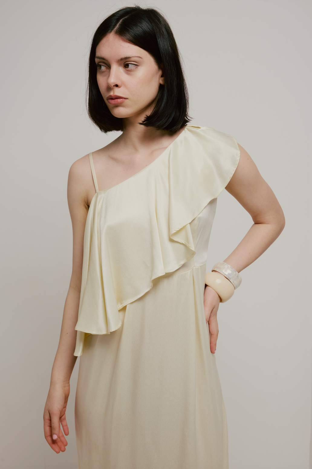 70s Satin Asymmetrical Dress