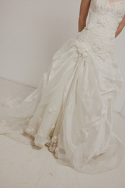 90s Couture Drop Waist Draped Skirt Gown