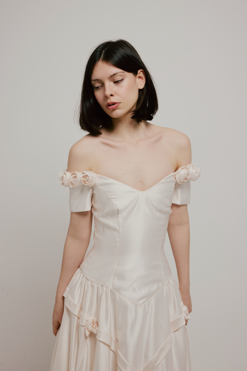 90s Satin Rosette Detail Dress