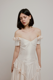 90s Satin Rosette Detail Dress