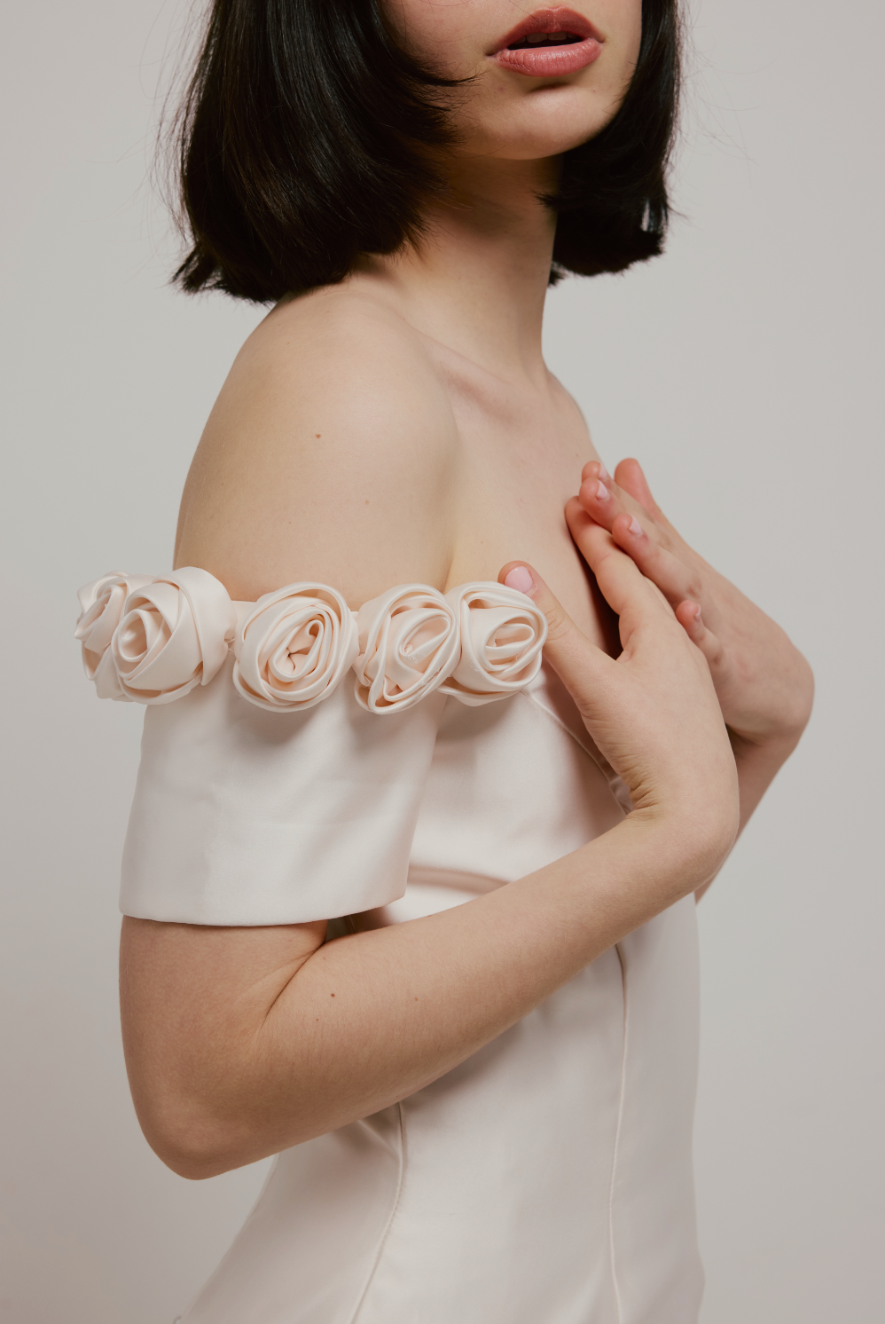 90s Satin Rosette Detail Dress