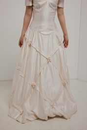 90s Satin Rosette Detail Dress