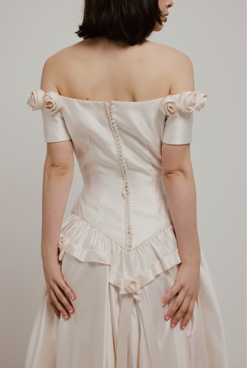 90s Satin Rosette Detail Dress