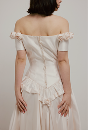 90s Satin Rosette Detail Dress