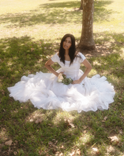 40s Silk Organza Off-the-shoulder Dress