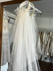 80s Adorned Headpiece Cathedral Veil with Fingertip Blusher