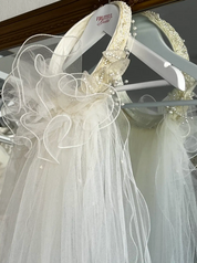80s Adorned Headpiece Cathedral Veil with Fingertip Blusher