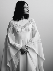 1970s Lace Detail Bell Sleeve Dress